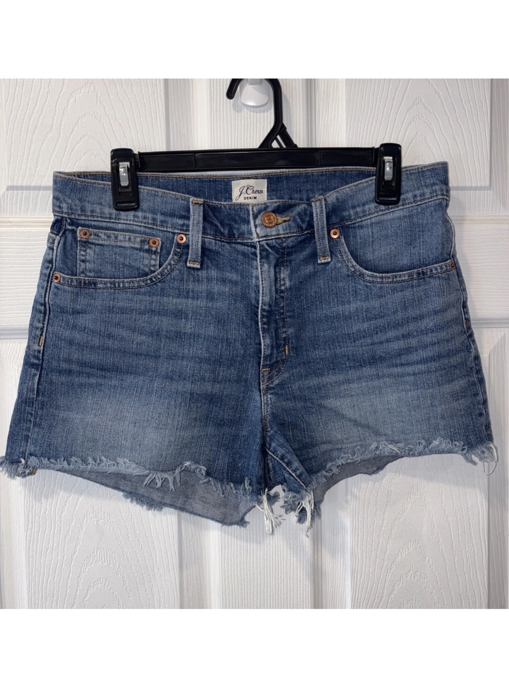 J. Crew Medium Blue Denim Raw Hem Cutoff Shorts Size 28